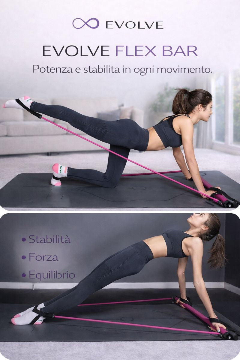 EVOLVE FLEX BAR - Barra per Pilates con Fasce elastiche resistenti